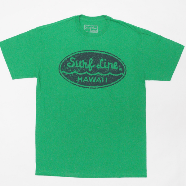 Oval Surf Line Hawaii Script Logo Tee