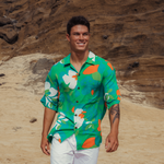 Men's Retro Shirt - Hau Flower Green