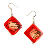 Tagua Nut Juana Earrings - Poppy Coral