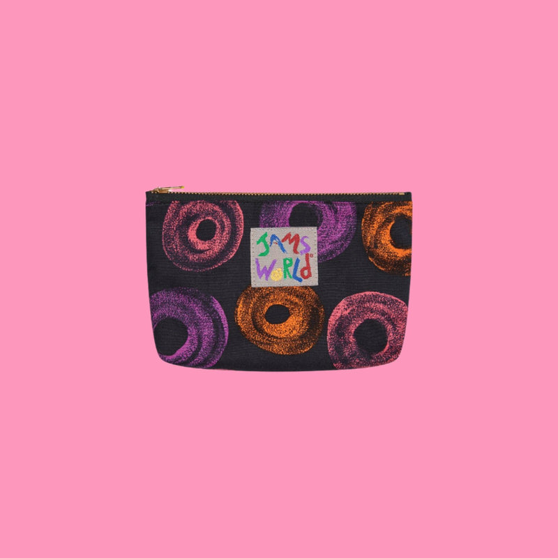 Jams World Go-To Lined Zip Pouch - Neon Donuts