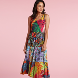 Mixed Long Ruffle Dress - Fern Grotto