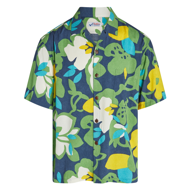 Men's Retro Shirt - Hau Flower Blue