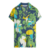 Modern Aloha Top - Hau Flower Blue