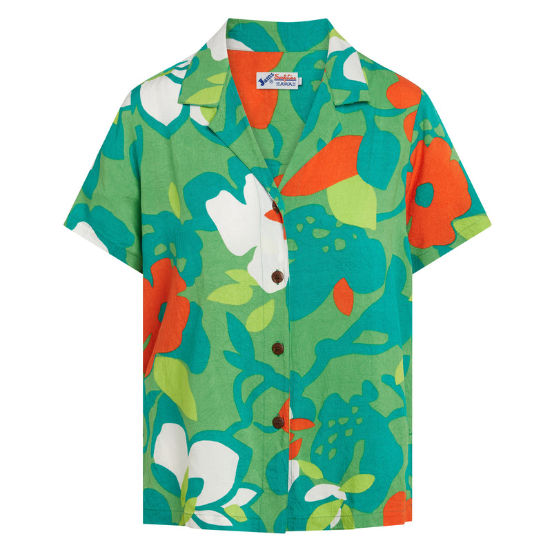 Modern Aloha Top - Hau Flower Green