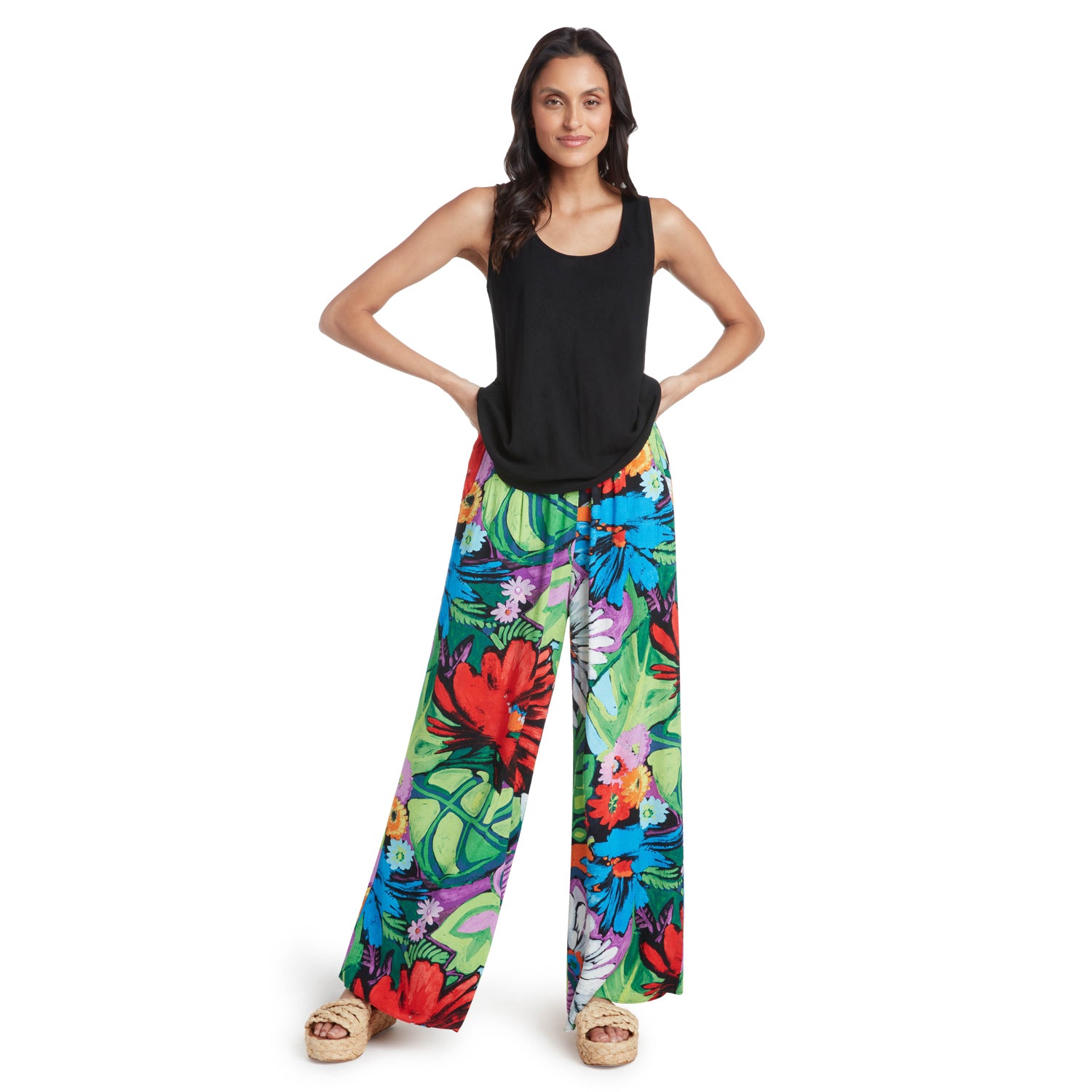 Long Wide Leg Pants - Flower Vibes