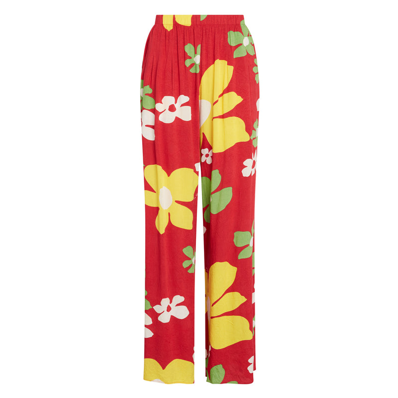 Long Wide Leg Pants - Tradewinds Red