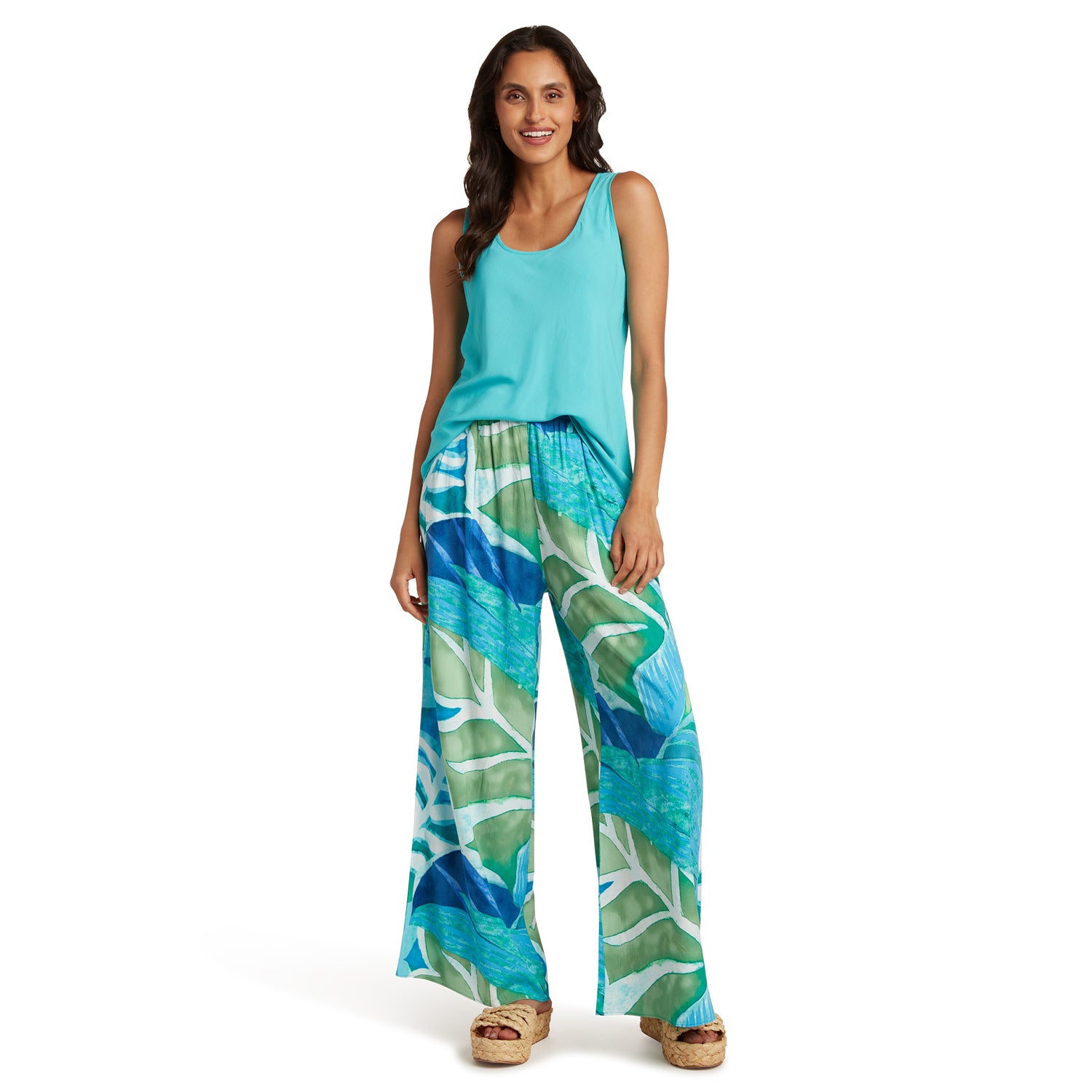 Long Wide Leg Pants - Blue Jay