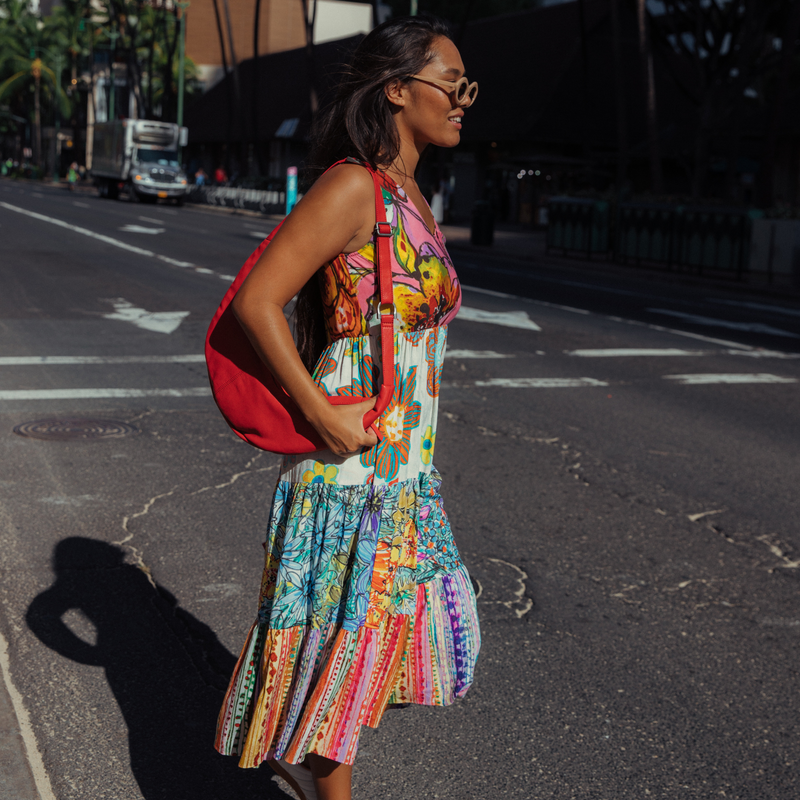 'Akala (Pink) Mixed Long Ruffle Dress - Marseille