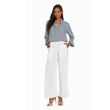 Solid Wide Leg Pants - White - jamsworld.com